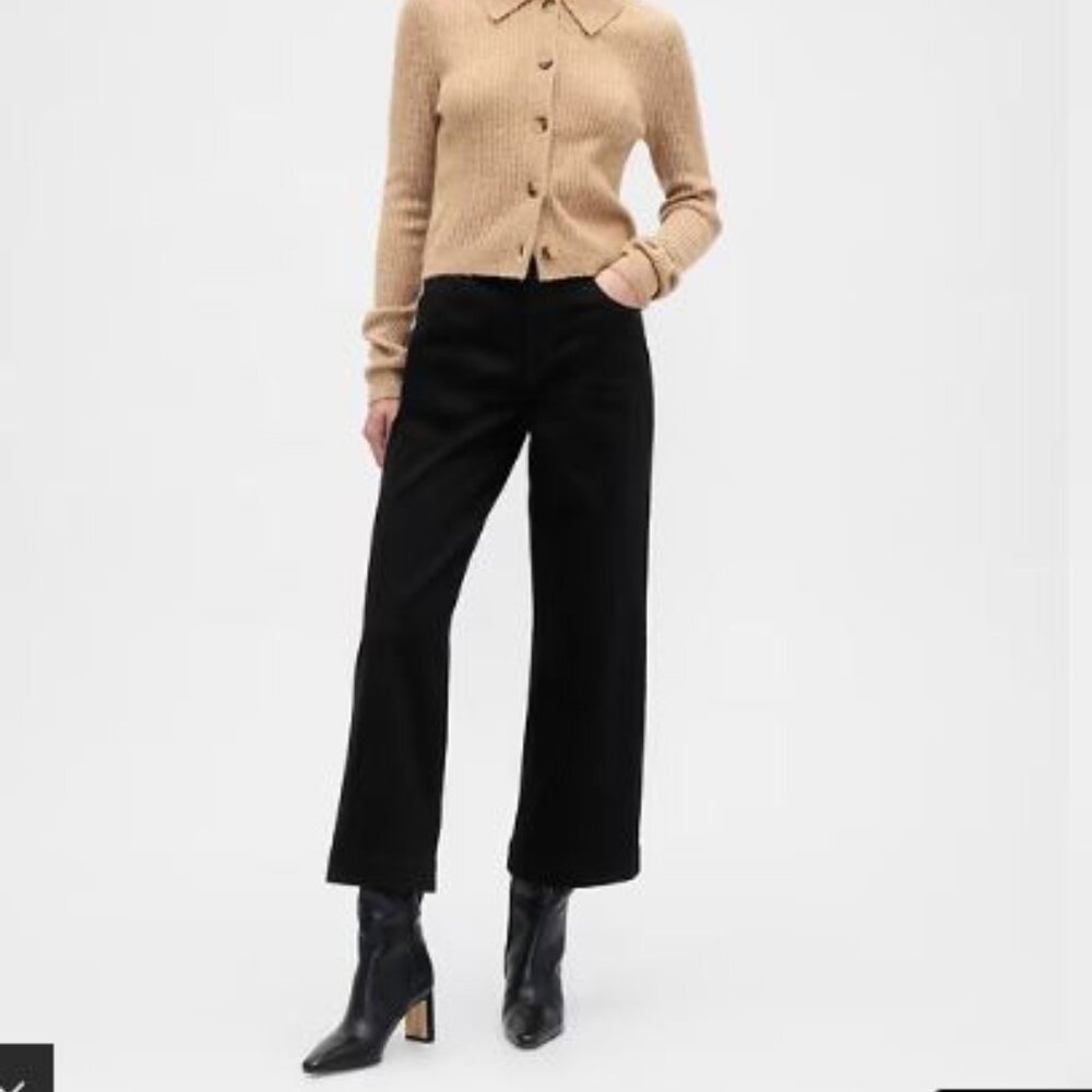 GAP - High Rise Wide Leg Crop Jeans in Black S6/28 Regular